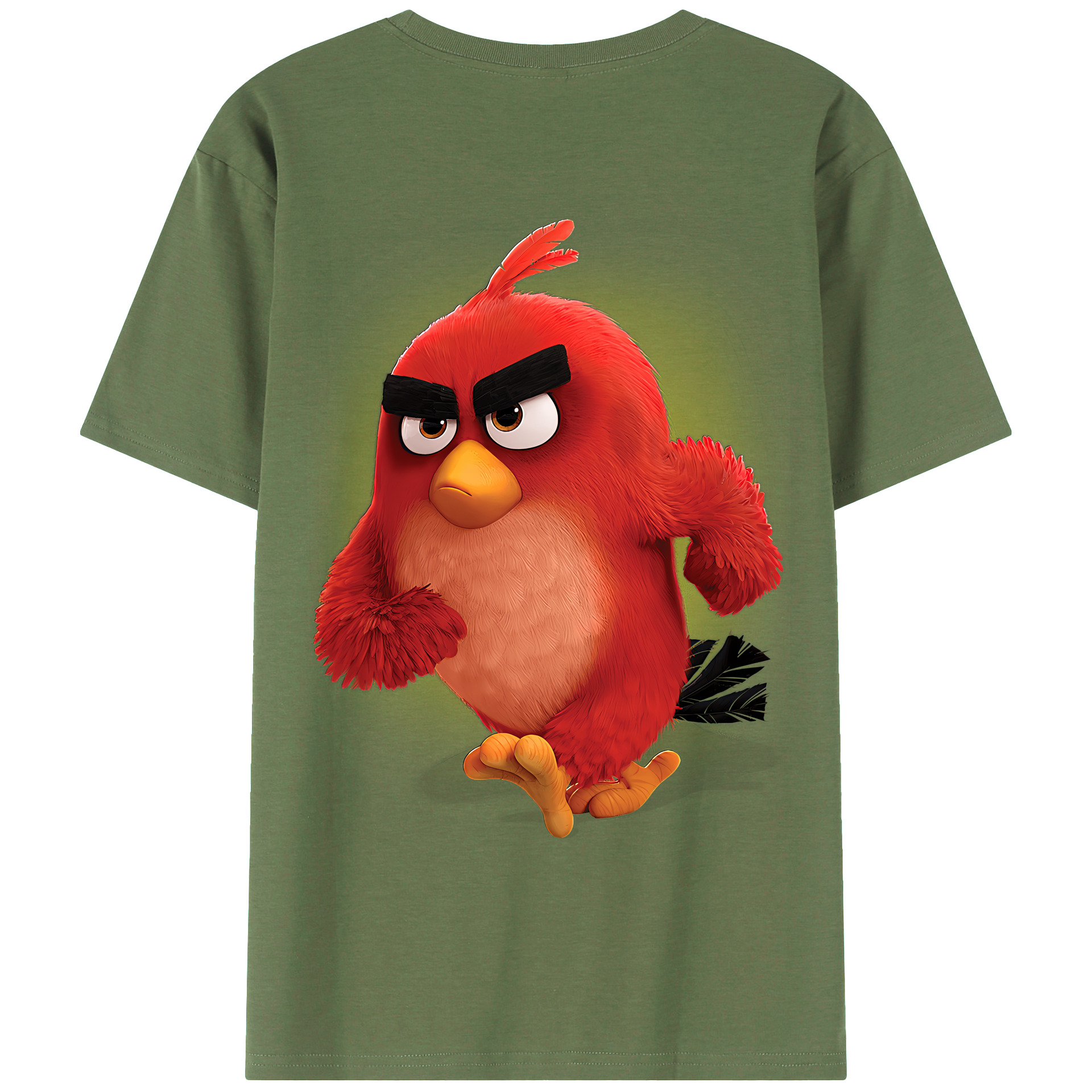 （画像用） Angry Birds アングリーバード 綿100％ メンズ半袖Tシャツ（バックプリント） 通気性
